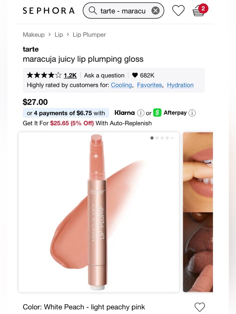 tarte Juicy Lip Plumping Gloss — Nude Peachy Rose